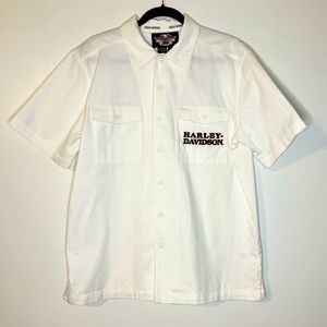 Harley-Davidson Graphic Short Sleeve Button Down Shirt Mens Size Medium